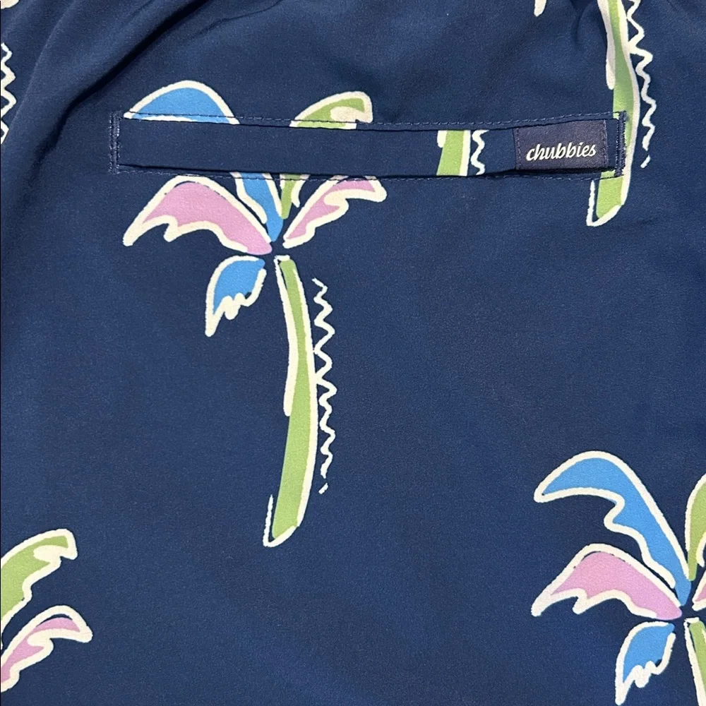 Chubbies Men’s Navy Palm Tree Swim Trunks – Tropical Print Compression XXL FF